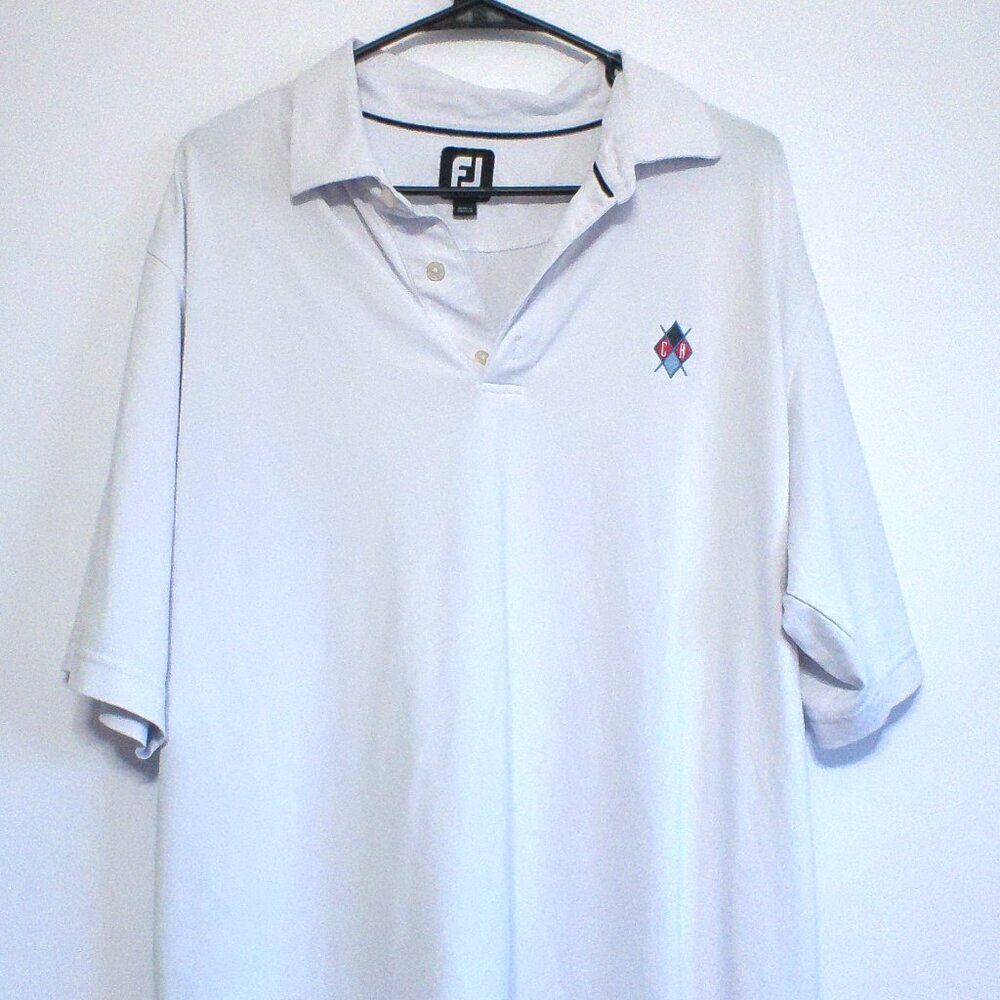 FootJoy Polo Shirt Mens Large White Golf Short Sleeve Performance CR Logo